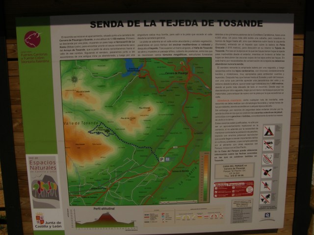 Panel informativo, ruta senda de la Tejeda de Tosande