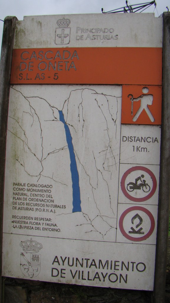 Panel Indicativo ruta Cascada de Oneta