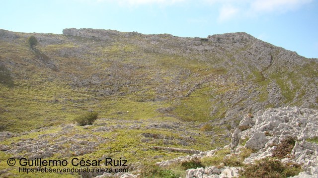 Vistas de la Hoya Llanegro y Solpico, segunda cumbre del Monte Candina, sobre los Arcos de Llanegro u Ojos del Diablo